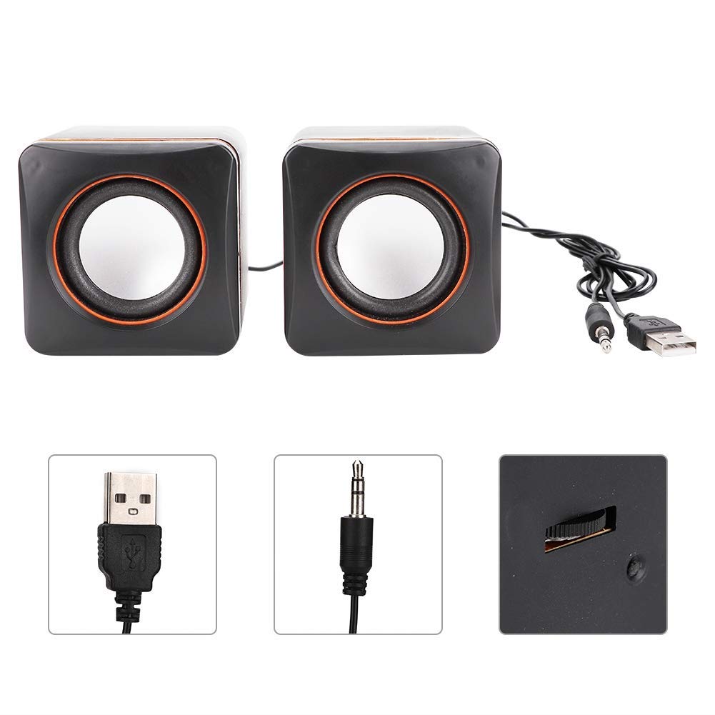 Oumij Altavoces de La Computadora Mini Cube USB Stereo 3.5mm Jack Altavoz con Cable para Computadora de Escritorio PC Portátil Altavoces Portátiles de Escritorio(Dual Track)