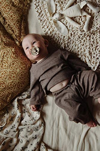 BIBS - Chupetes de goma natural para bebé, juego de 2 chupetes sin BPA, fabricado en Dinamarca, arena/hierro, tamaño 6-18 meses