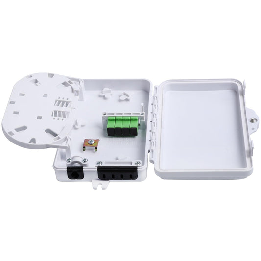 Caja de Distribución de Fibra Óptica KETGUFF Blanco Impermeable de 4 Puertos con Acoplador SC/APC