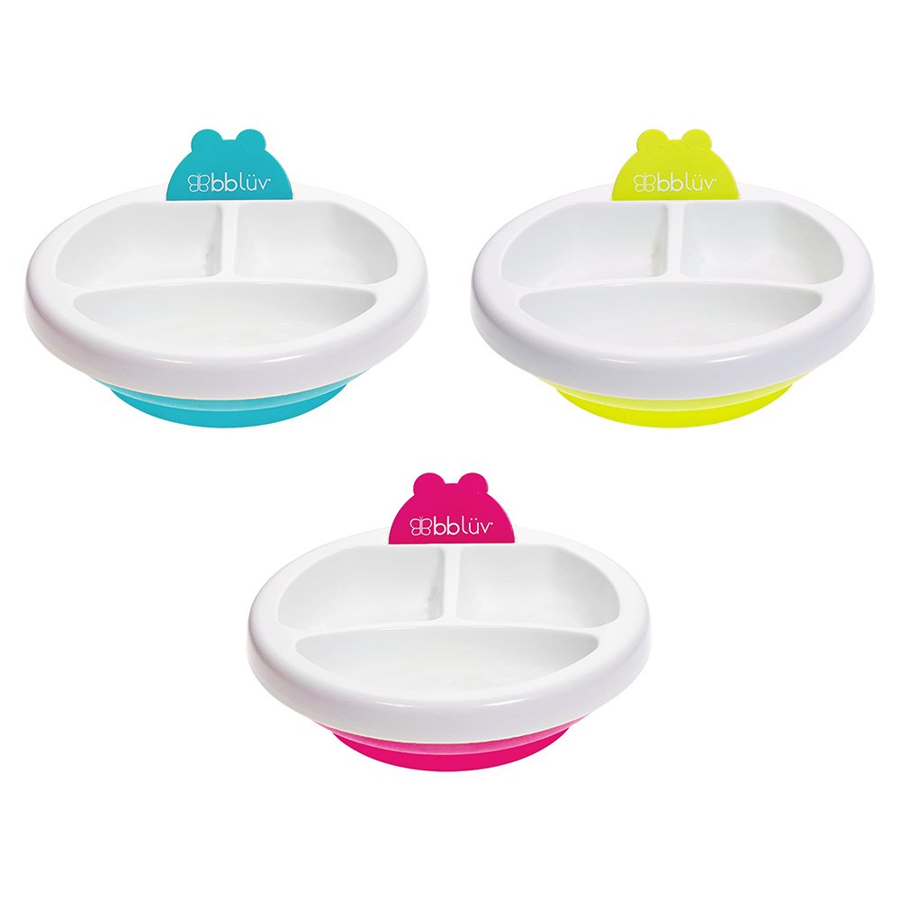 Bblüv Platö - Plato de alimentación calentadora con 3 compartimentos con base de succión para bebé a niño (color), sin BPA ni ftalatos, lima