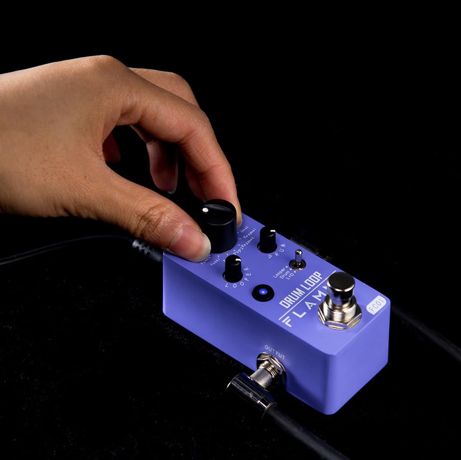 Pedal Looper de Guitarra Flamma FC01 Negro con Máquina de Tambores 2 en 1