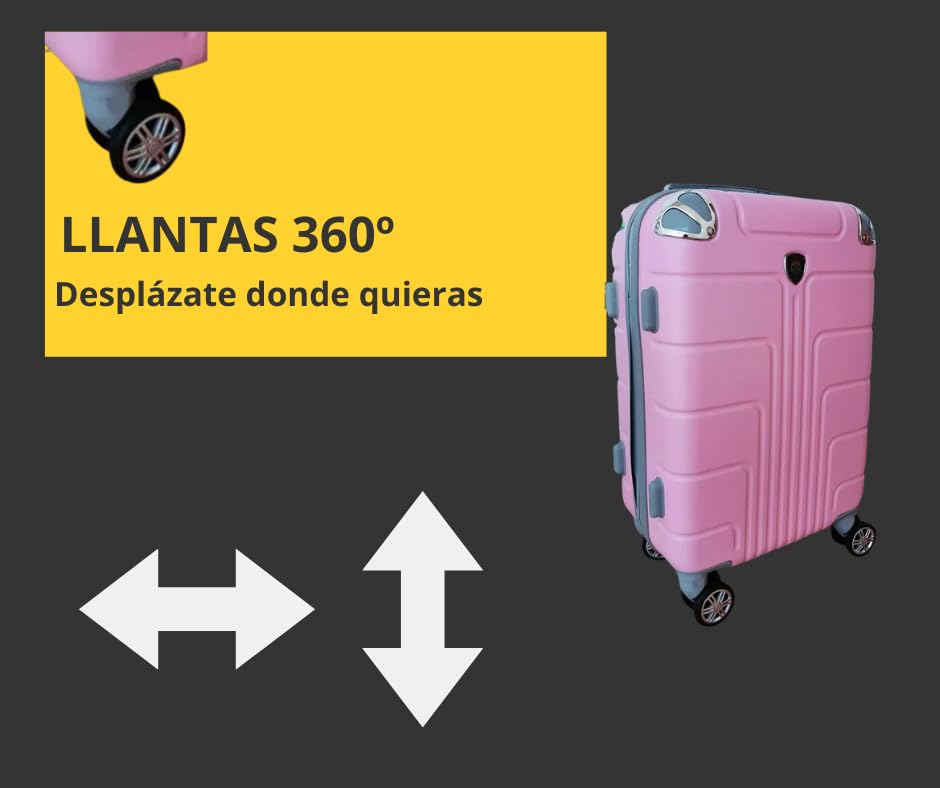 Maleta de Mano JONY Carry On Rigida Resistente Ruedas Giratorias 360 Mango Expandible ABS Candado de Seguridad (ROSA PASTEL)