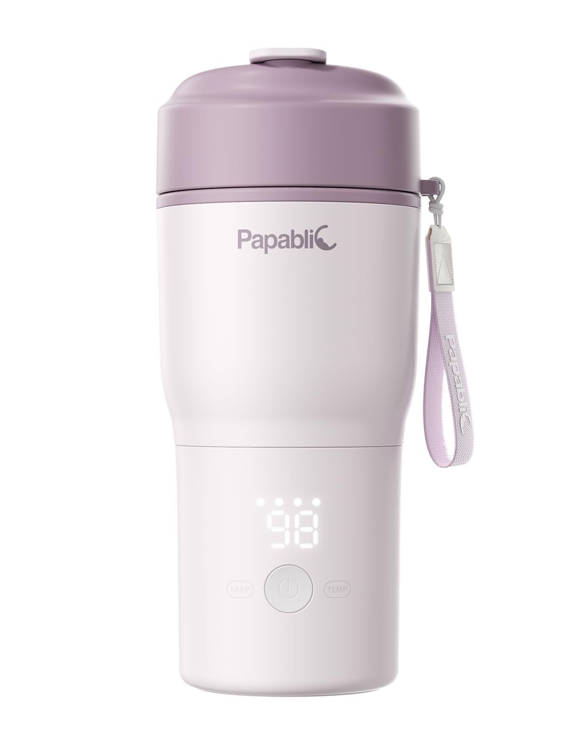 Papablic Calentador de biberones portátil: calienta biberones rápido para llevar, boca ancha y control de temperatura inteligente, ideal para coche y exteriores, morado espodumena