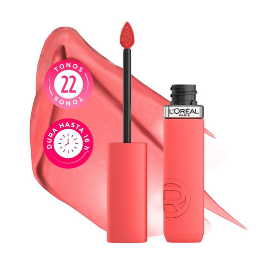 L'Oréal Paris, Infallible Matte Resistance Nudes, Labial Líquido Mate Larga Duración 16hr, Color Intenso con Ácido Hialurónico, Tono Summer Fling 625, 5ml