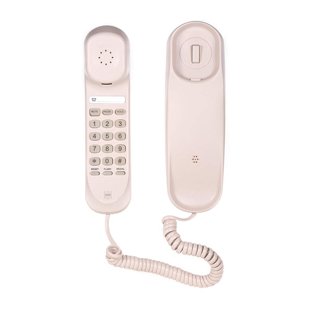 Zitainn Mini Escritorio con Cable Tel?fono Fijo Tel?fono de Pared Soporta Funciones de Silencio/pausa/espera/reinicio/flash/rellamada para la Oficina del Hotel en el Hogar Landlinephone, Re