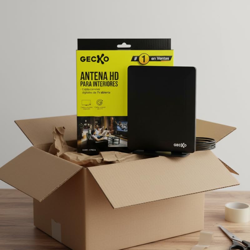 GECKO ELECTRONICS Antena Interior HDTV con Amplificador De Señal / 4k/ 1080p