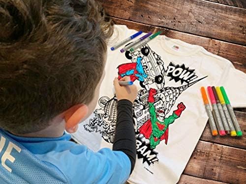 Splat Planet Color-in Sloth Jungle - Camiseta con 10 bolígrafos mágicos lavables no tóxicos, camiseta de color y lavado, Blanco, 3-4T