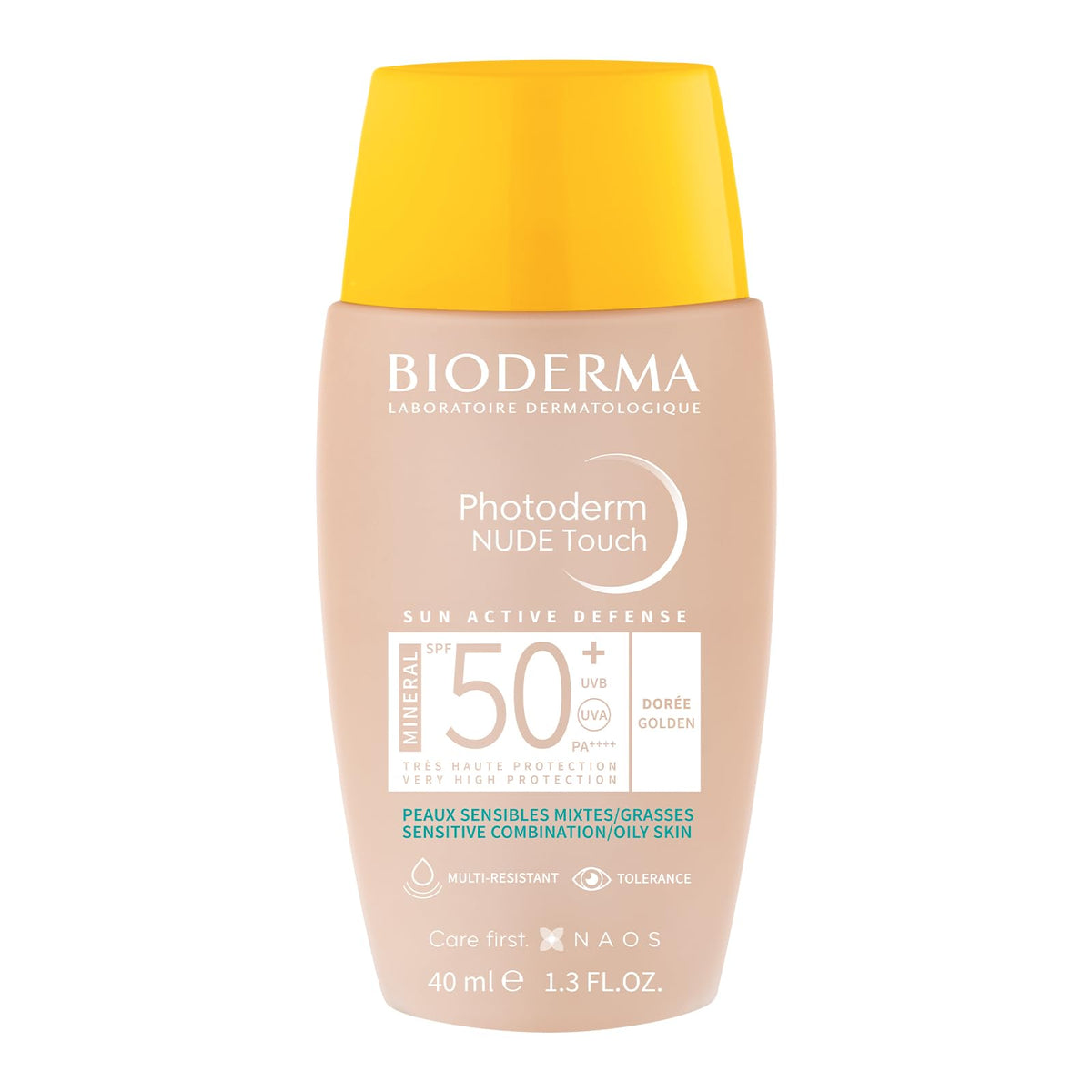 Protector Solar BIODERMA Dorado Photoderm NUDE Touch Mineral FPS50+ Tono Unificado Efecto Nude