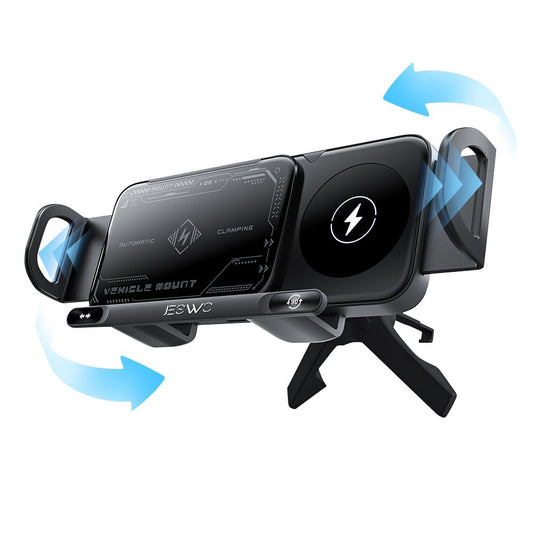 JESWO mag Safe Cargador Inalámbrico para Auto 15W, Soporte Celular Automóvil con Botón de Liberación y Botón de Giratorio 90°, Uso con Una Sola Mano para iPhone 16/15/14/13 Pro MAX, Galaxy S23 Ultra