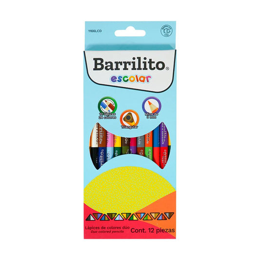 Barrilito Lápices largos de doble color (24-48) Caja con 24 lápices de 48 colores. 1167LCD