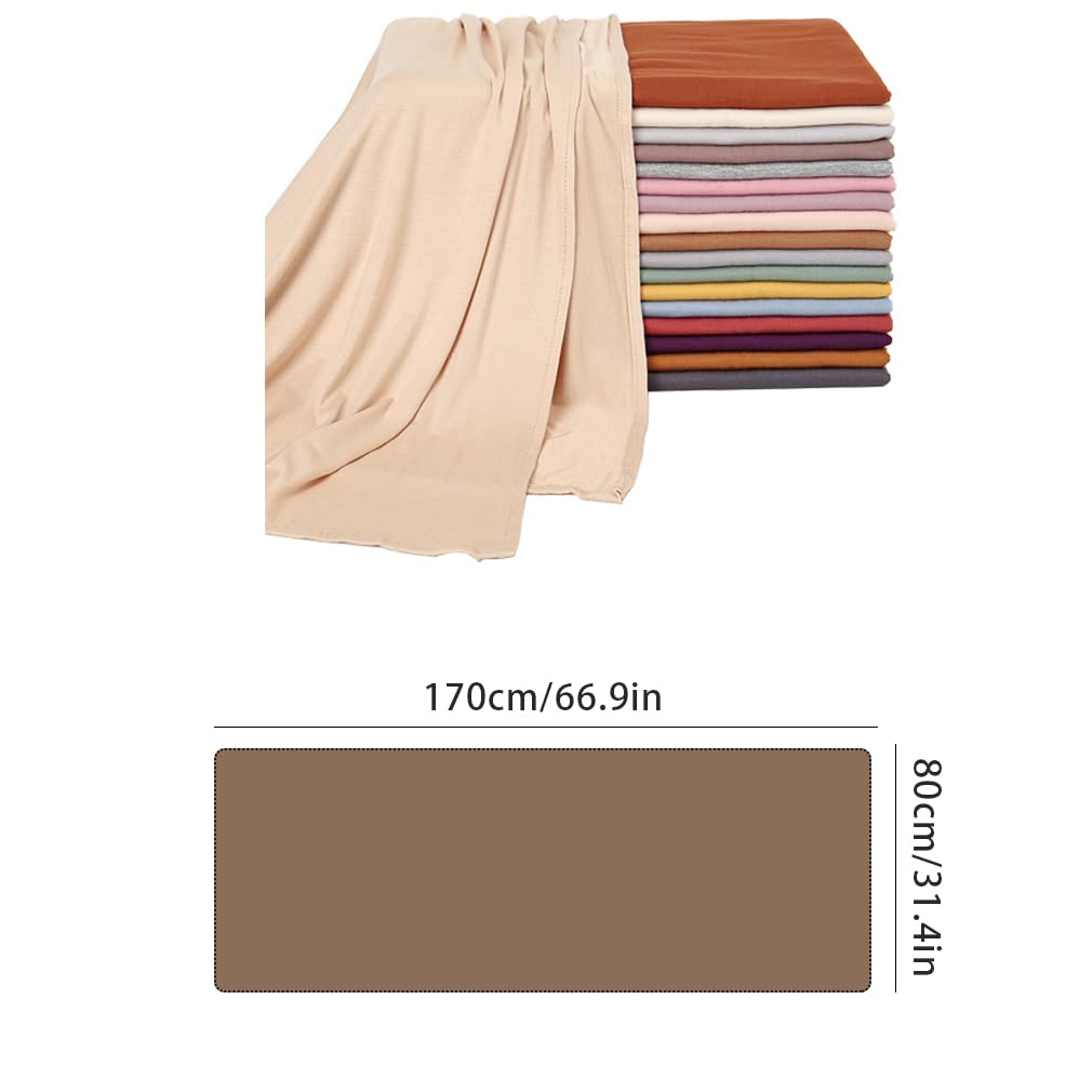 Hophor Pañuelos suaves y elásticos para la cabeza, turbante largo, para mujer, Beige, M