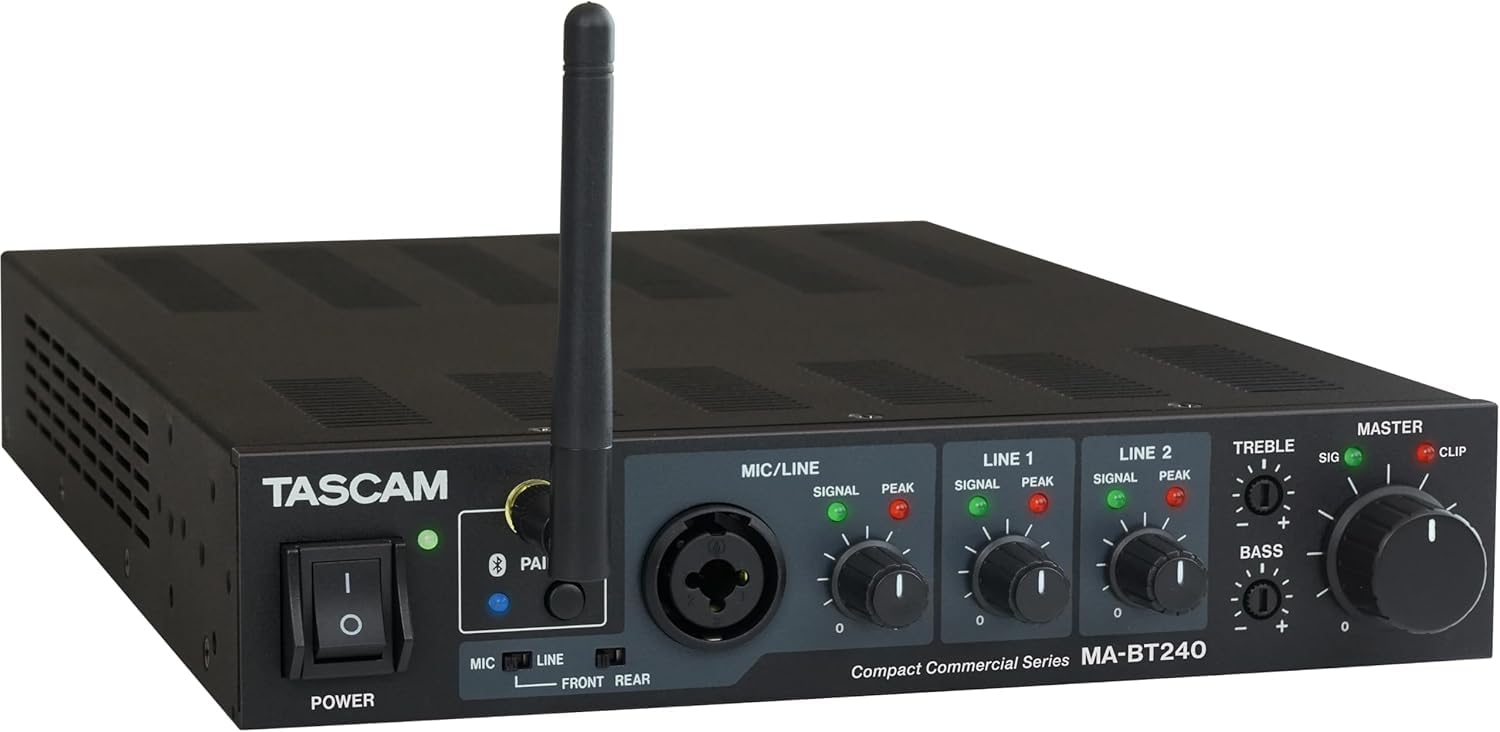 Amplificador de Mezcla TASCAM Bluetooth 240 W para Espacios Comerciales e Instituciones