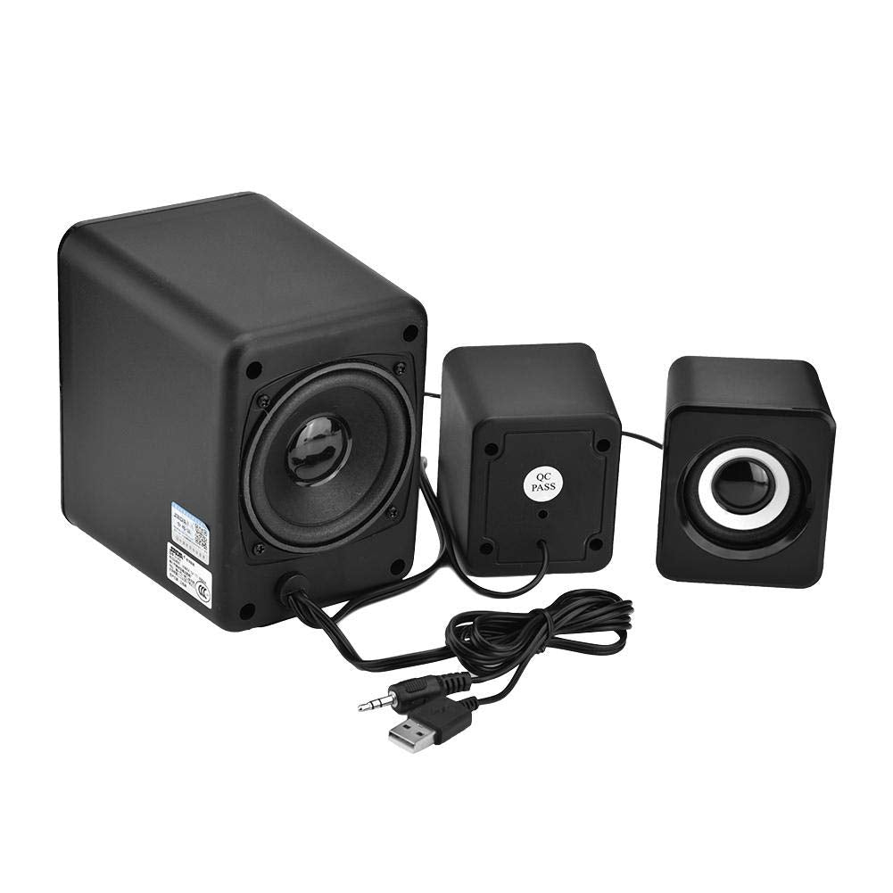 Mini subwoofer de Ajuste Independiente de Agudos y Graves de 3 vatios, Altavoz de Graves Trasero de 3 Pulgadas DV 5V y Altavoz con Cable USB 5V, Tablet PC para teléfono(Black)
