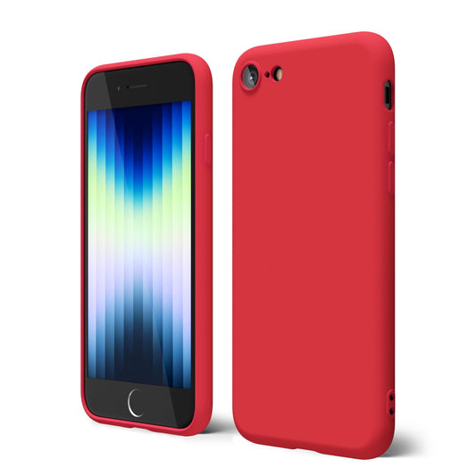 oakxco - Funda para iPhone SE de 3ª generación 2022/2020/2ª silicona, funda para iPhone 7/8, gel de goma suave, elegante, delgada, TPU mate, suave, para mujeres y niñas, lindas, rojo