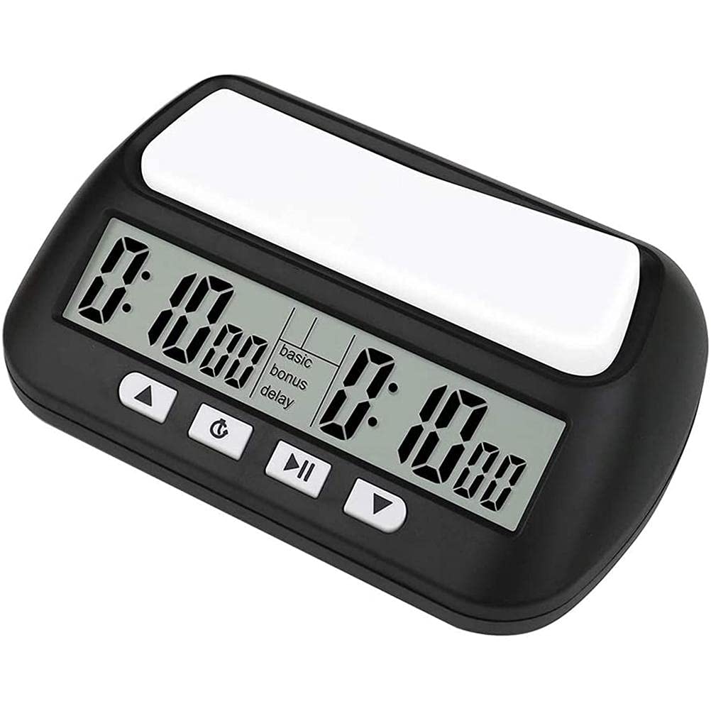 HUSHUI Temporizador de Relojes de Ajedrez, Reloj de Ajedrez Digital con Alarma y Función de Cuenta Regresiva, Negro