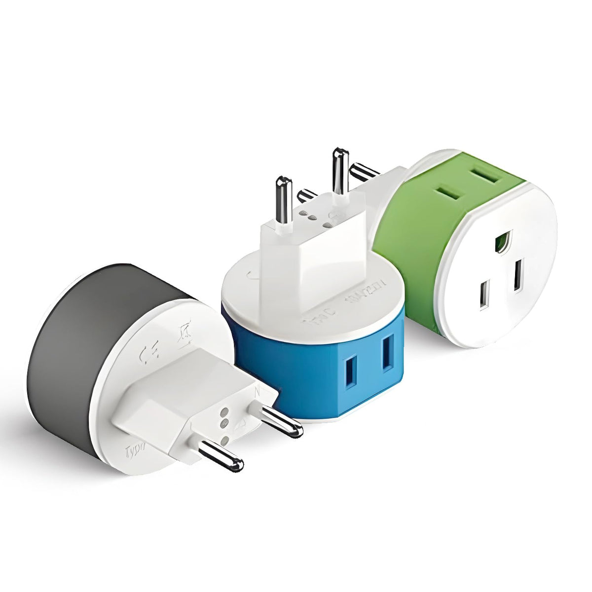 Adaptador de Enchufe Europeo OREI Negro con 2 Entradas para Viaje