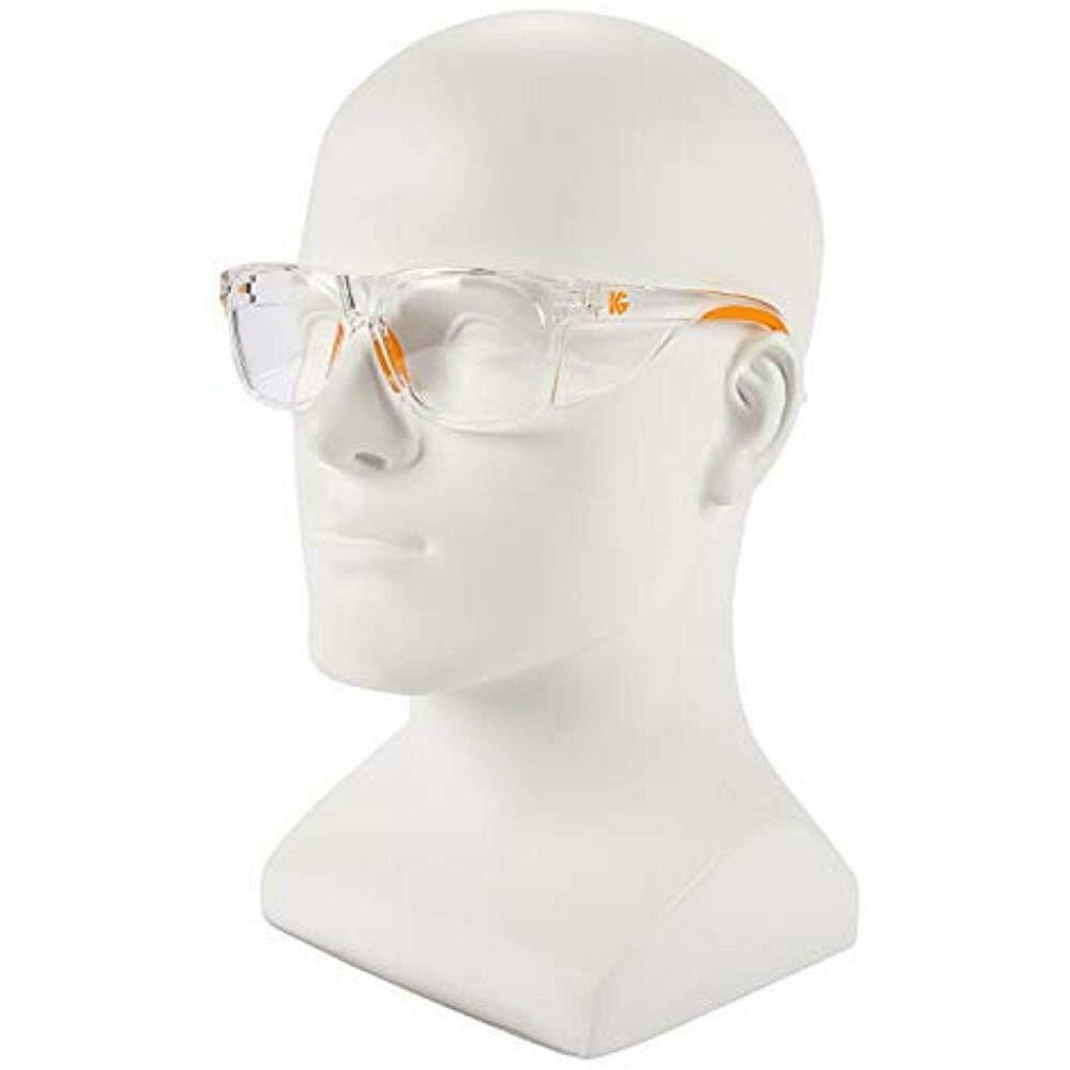 KleenGuard™ V30 Maverick - Protección ocular (49301), con revestimiento antivaho KleenVision™, lentes transparentes, marco transparente con puntas naranjas (cantidad 1)