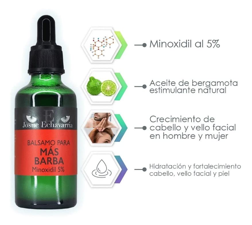 Loción Minoxidil 5% Bergamota para Barba y Cabello Unisex