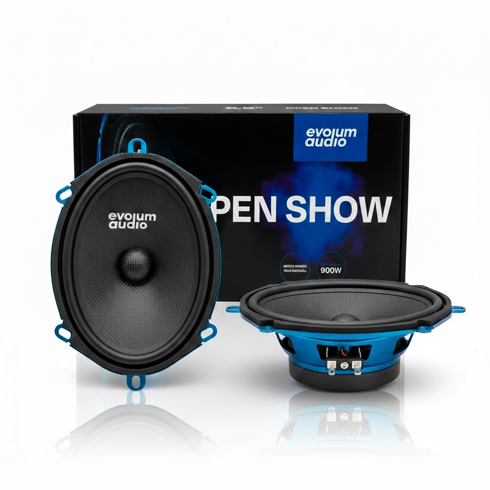 Kit de Bocinas Medio Rango Evolum Audio Negro Cono de Papel de Titanio Modelo Open Show para Sonido Claro y Potente