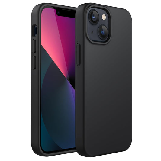 JETech Funda Silicona para iPhone 13 6,1 Pulgadas, Protectora de Cuerpo Completo con Tacto Suave y Sedoso, Antigolpes Carcasa con Forro de Microfibra (Negro)