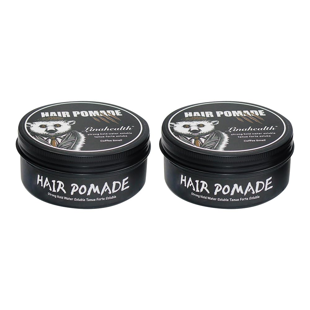 Linahealth Pomade Wax Pack 2, Cera Pomada Base Agua Aroma Café Acabado Semi Mate para peinar y fijar el Cabello Base Agua 120g / 5 Oz esta cera es util para modelar tu pelo, Fijacion media
