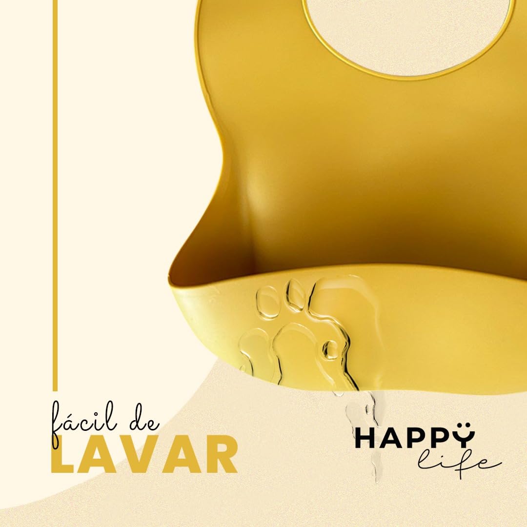 HAPPY LIFE baberos para bebe de silicona suave grado alimenticio, set 3 baberos impermeables, BPA FREE, para alimentacion complementaria de bebé (niña I niño)