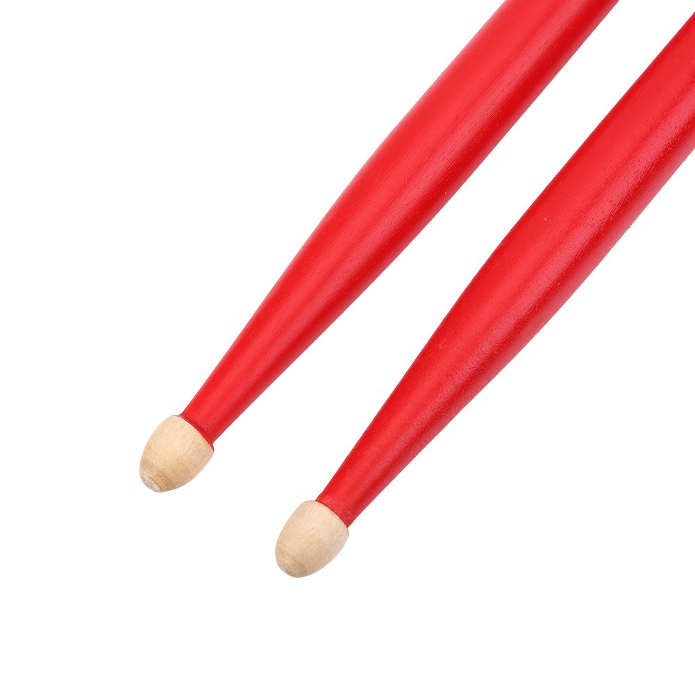 1 par de Baquetas de Tambor Baquetas de Arce 5A de batería clásicas Rojas(Rojo)