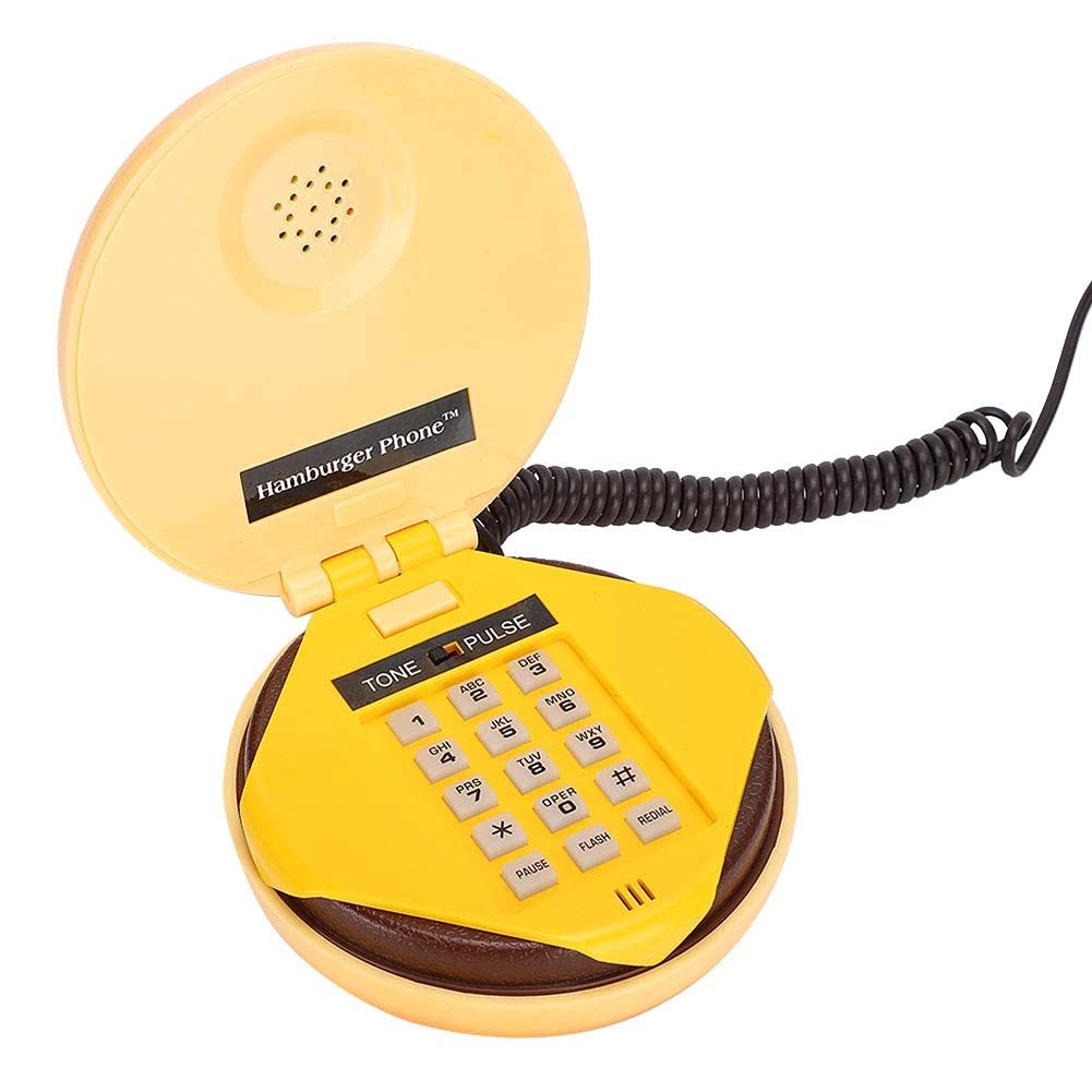 ASHATA Teléfono Fijo - Apariencia Hamburguesa, Teléfono de Casa con Cable, Moda con Multifunciones, Decoración de Hogar para Fanáticos de Hamburguesa, Regalito Ideal para Familia y Amigos