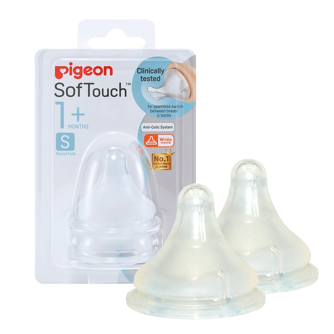 Tetina Peristáltico PLUS PIGEON Ancha Anticolicos Silicona SofTouch para Bebé Tamaño S