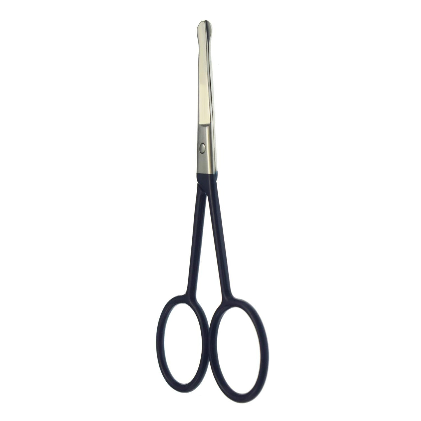 Tijeras de pelo Motanar para la nariz, punta redondeada, tijeras de pelo facial, tijeras de acero inoxidable, punta roma para cejas, nariz, bigote, barba, cepillado multicolor, Marino, Mediano