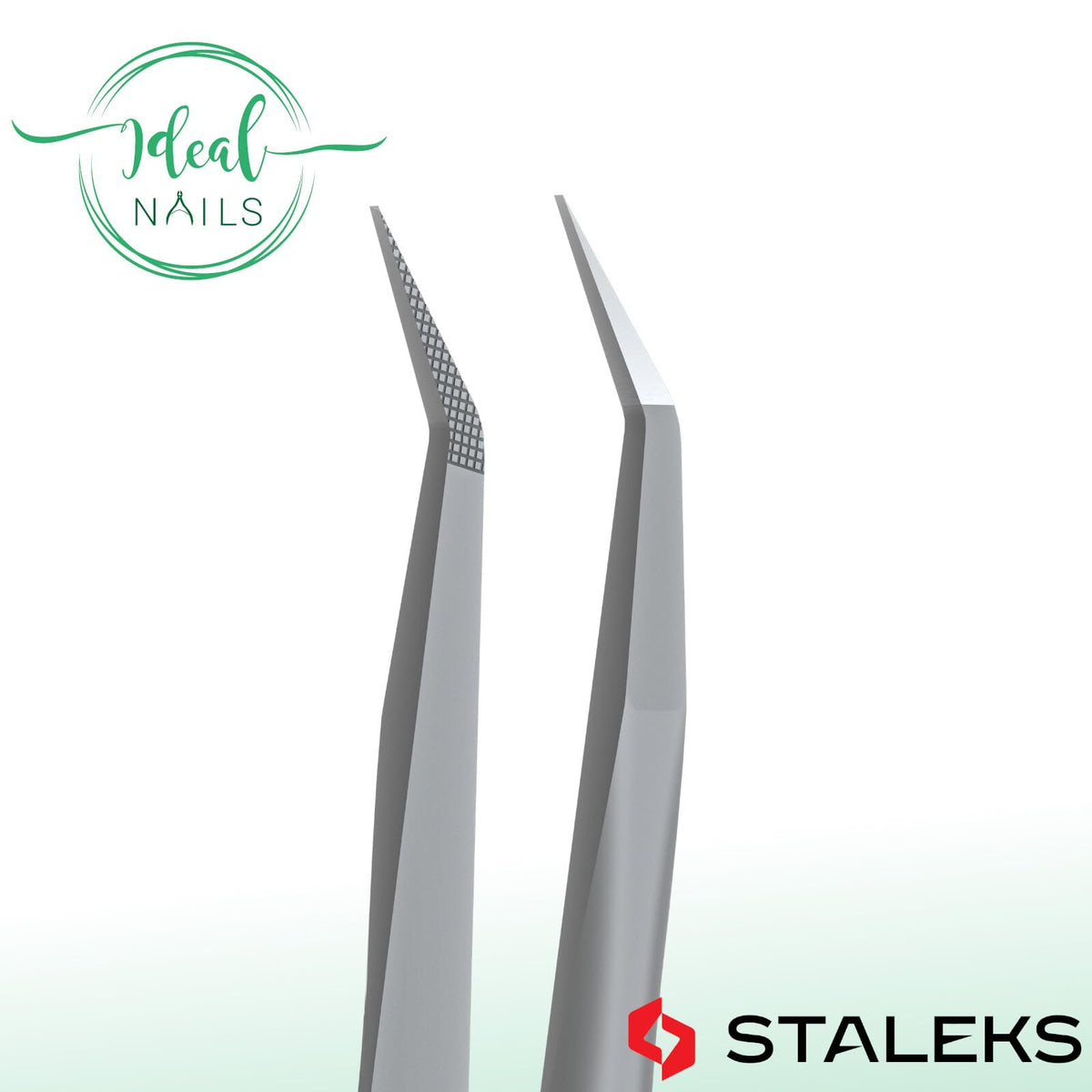 Staleks Pinzas profesionales para pestañas STALEKS PRO Expert 45 tipo 8 (mini en forma de L) de acero inoxidable con nanomuescas para extensiones de pestañas con volumen y megavolumen.