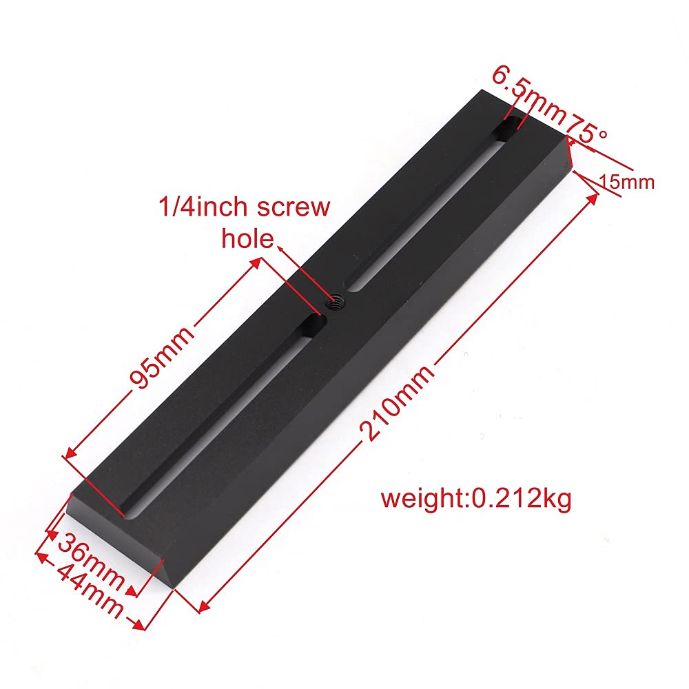 StarPal Placa de montaje para telescopio de cola de milano, 10 cm, 21 cm, 30 cm, 40 cm, para trípode ecuatorial, versión larga, prismáticos, placa negra de 75 °, tamaño estándar (10 cm)