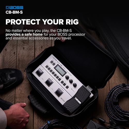 BOSS CB-BM-S | Compact Multi-Effects Case | Compatible with BOSS GX-10, GT-1 & GT-1B | Lightweight & Durable | Thick Internal Padding | Adjustable Shoulder Strap | Versatile Accessory Pockets