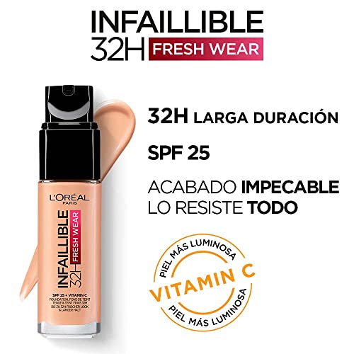 L´Oréal Paris, Base de maquillaje líquida de larga duración, Infallible 32h Freswear, Tono 130 True Beige, 30ml