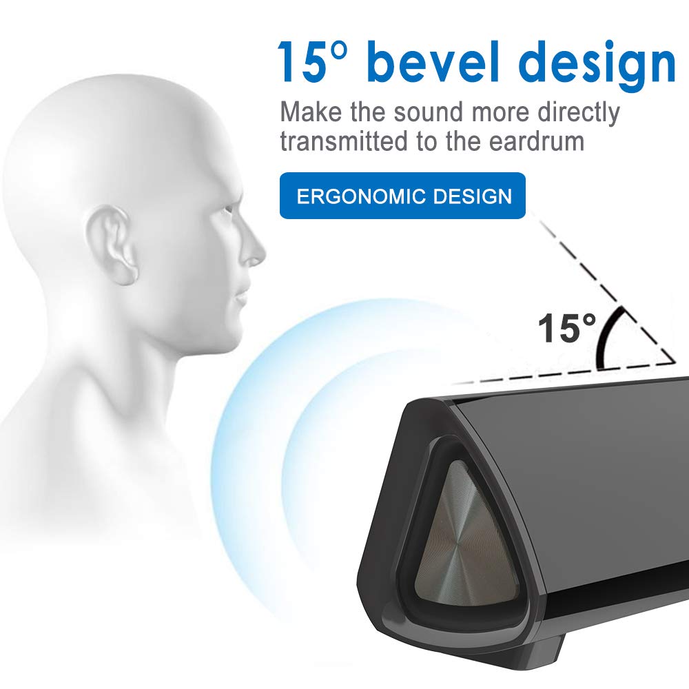 Barra de sonido portátil para TV/PC, 105dB Bluetooth 5.0 barra de sonido inalámbrica y con cable con batería de 2200 mAh, sonido envolvente 3D de cine en casa, subwoofer integrado con control remoto