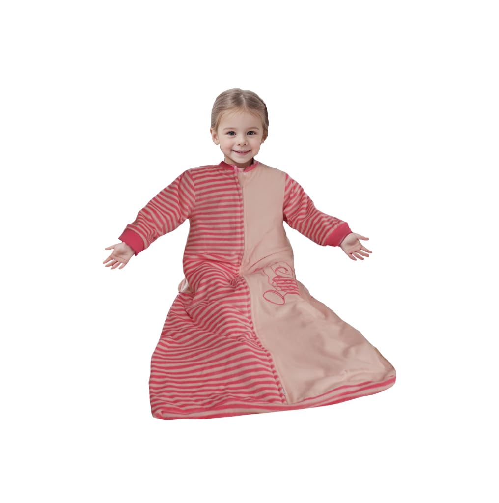 Saco de dormir de manga larga para niños pequeños (2-5 t), terciopelo de algodón cálido, Tog 2.0, saco de dormir para bebé con brazos, manta para dormir, grande y larga, 4 estaciones, suave