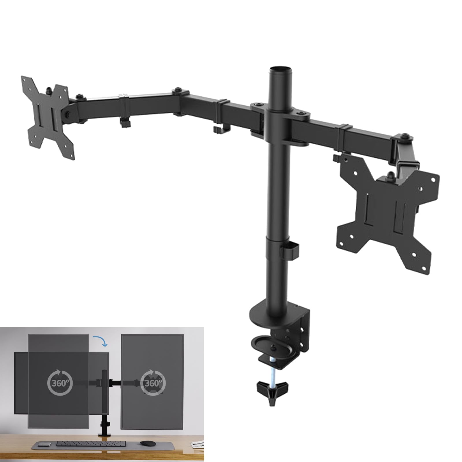 Soporte Doble Monitor VDDGRER Negro Ajustable para Pantallas hasta 27 Pulgadas 10kg