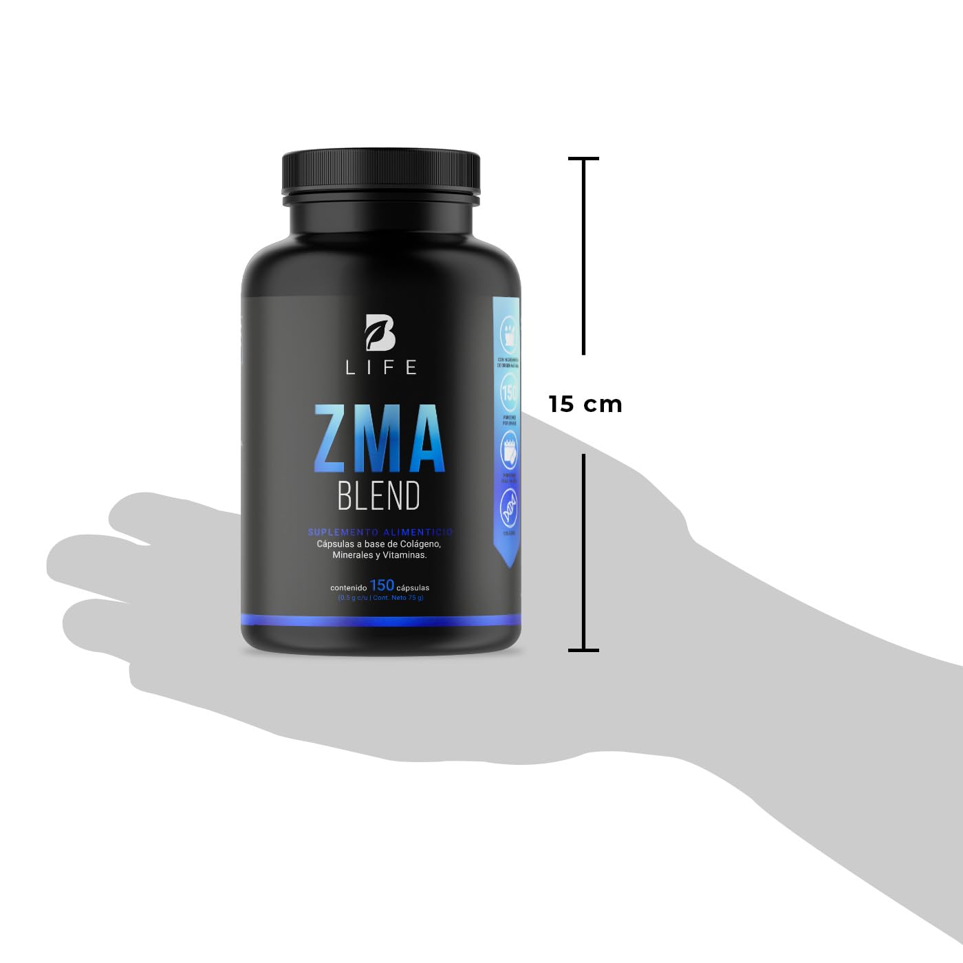 Cápsulas Mezcla ZMA B Life con Zinc, Magnesio y Vitamina C en Ingredientes Naturales