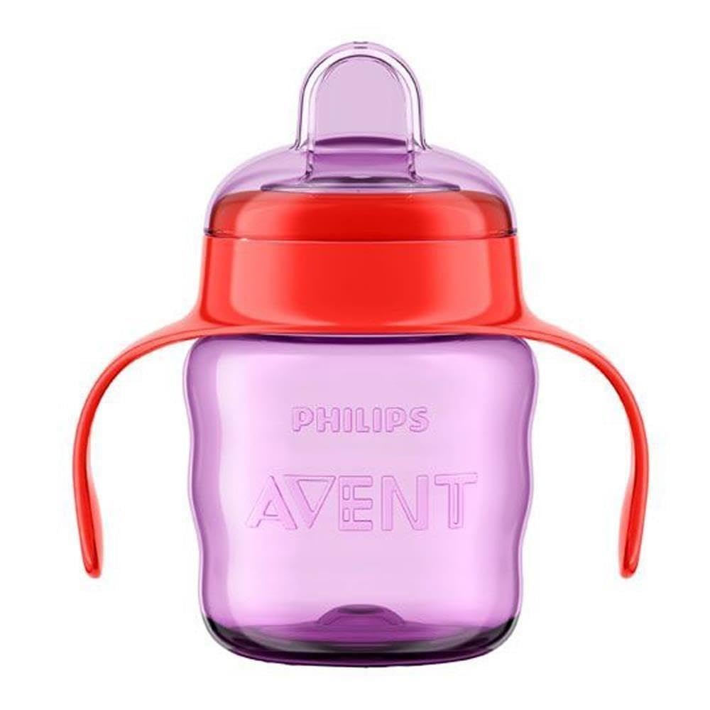 Philips Avent SCF551/03 - Vaso con boquilla de silicona para niña, válvula antigoteo, sin BPA, para 6 meses, 200 ml, color rosa