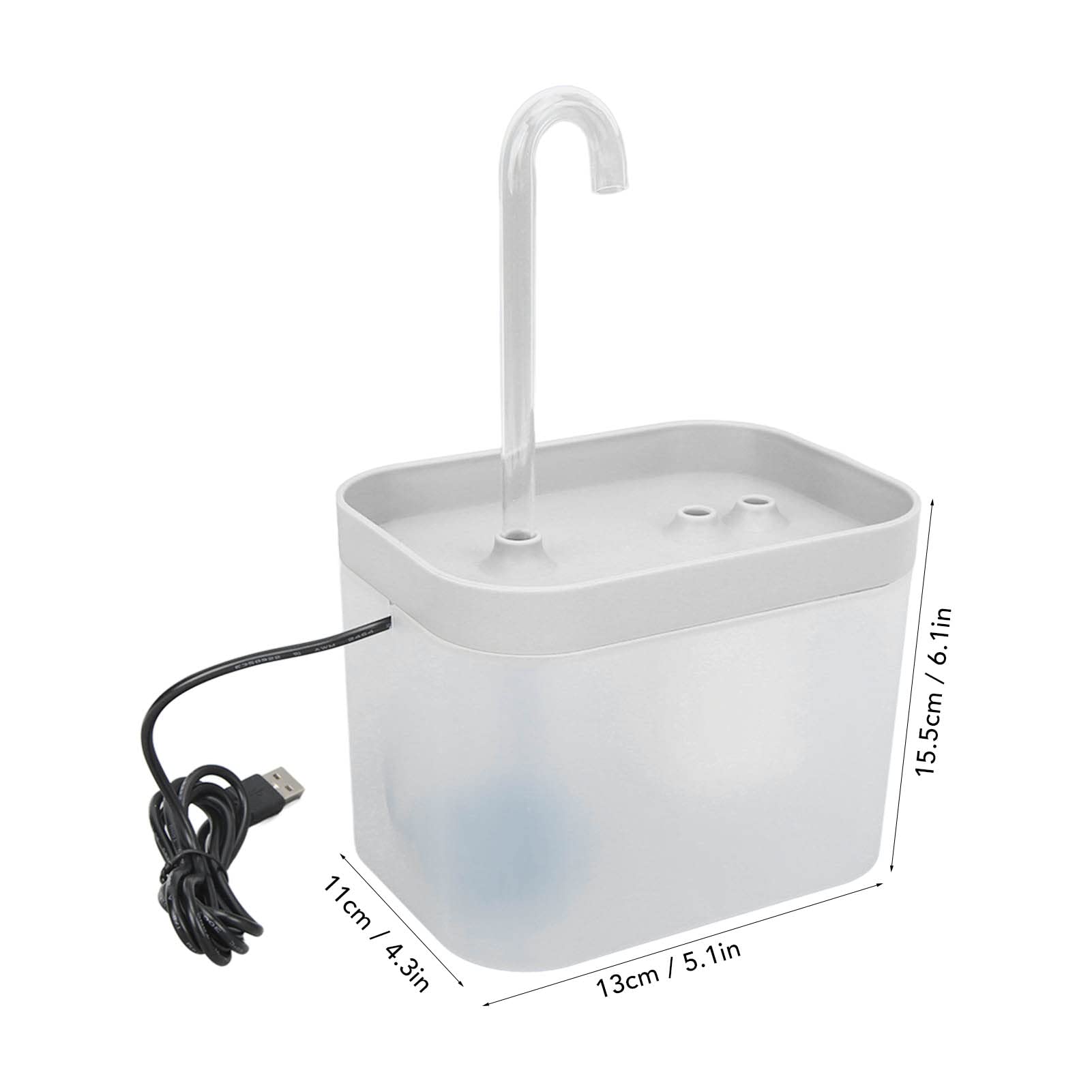 ciciglow Fuente de Agua para Gatos, 1.5 L, Flujo de Circulación Automático Silencioso, Impermeable, 11x13x15.5 Cm (Blanco Transparente)