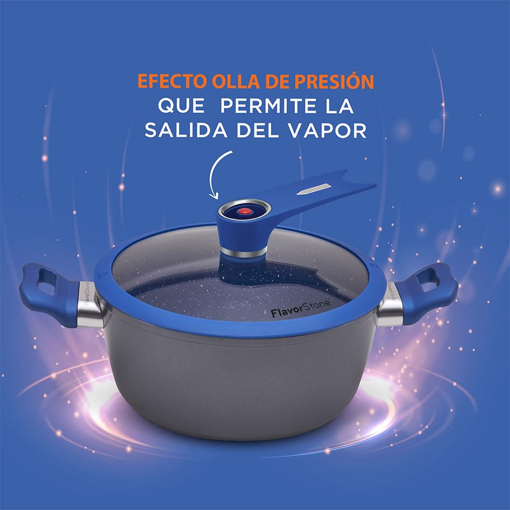 Batería de Cocina Flavorstone Azul Light Master Set de 8 Piezas