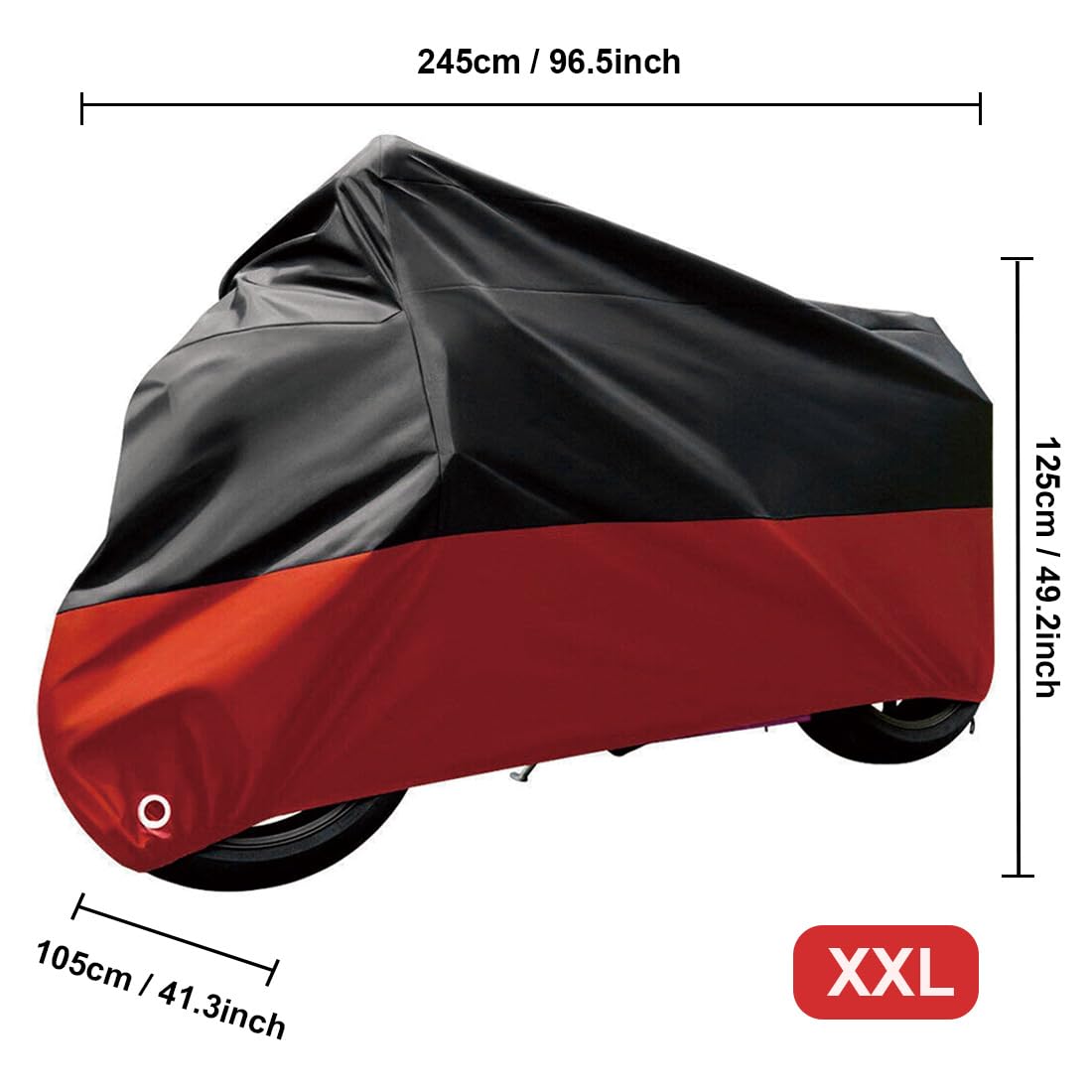 Cubierta Protector para Moto Protección contra Polvo/Lluvia,190T Tela Oxford Funda Moto Impermeable,Es adecuado para la mayoría de las motocicletas,por ejemplo,Harley,Honda (CHEZAO-B-Black and Red)