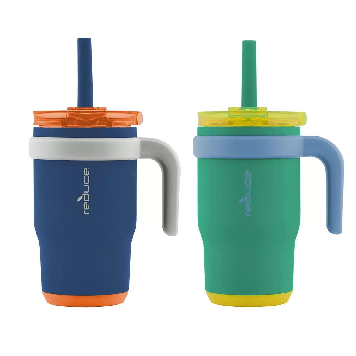 REDUCE - Vaso Coldee de 14 onzas con asa para niños (azul universitario/verde)