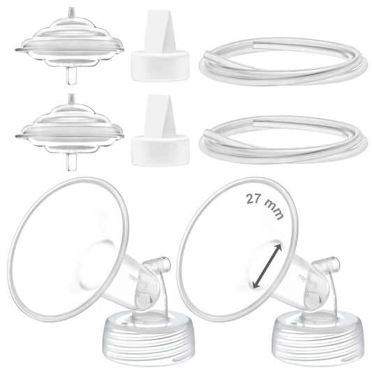 Piezas para Extractor Maymom Compatibles con Spectra S2, S1 y 9 Plus en Blanco con Embudo de 27 mm y Protector Antirretorno
