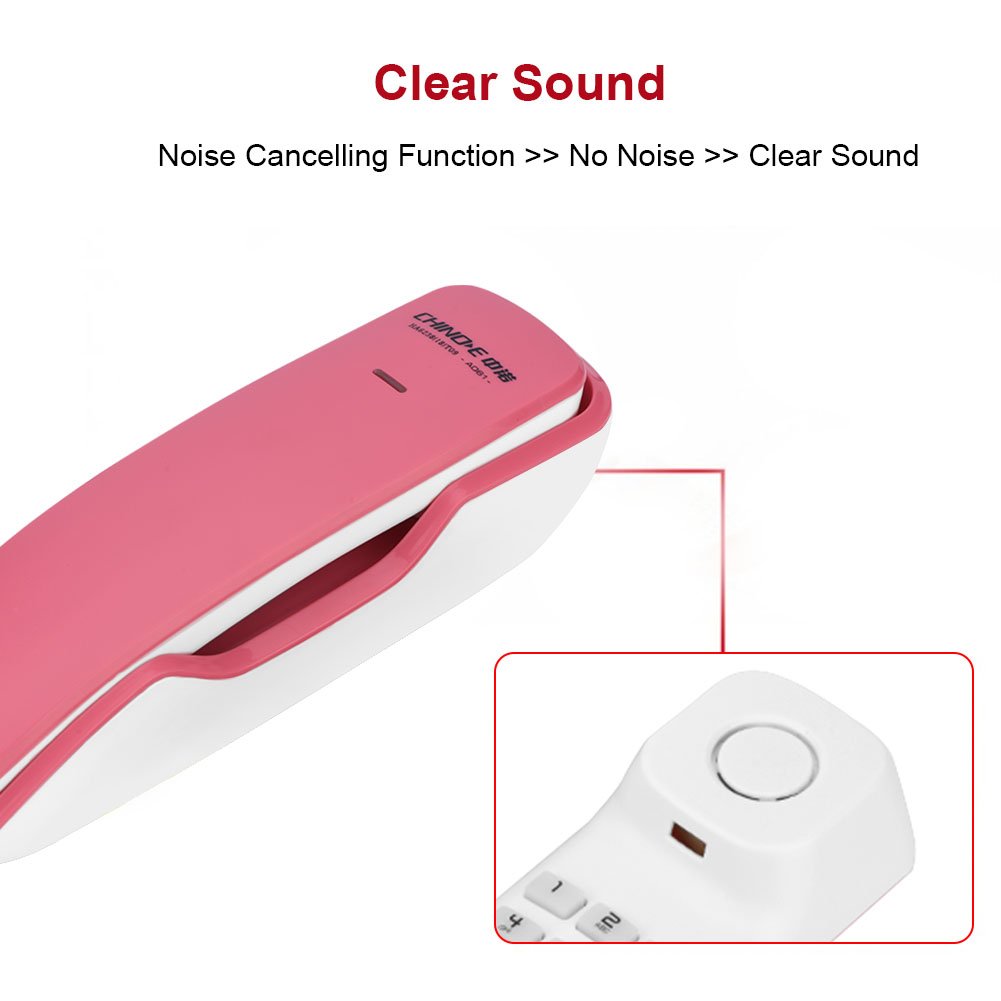 Tosuny Telefono de Pared o Sobremesa,Telefono Fijo Rosa Telefono Mini Tlefono Fijo para Casa