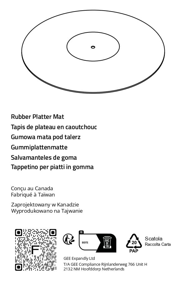 Tapete Giratorio Fluance Negro Diseño de Silicona Grado Audiófilo para Reproductores de Vinilo