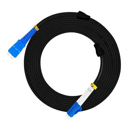 Cable de Fibra Óptica Jeirdus Negro Dúplex Blindado LC a SC 9/125 SM 50 m para Exteriores