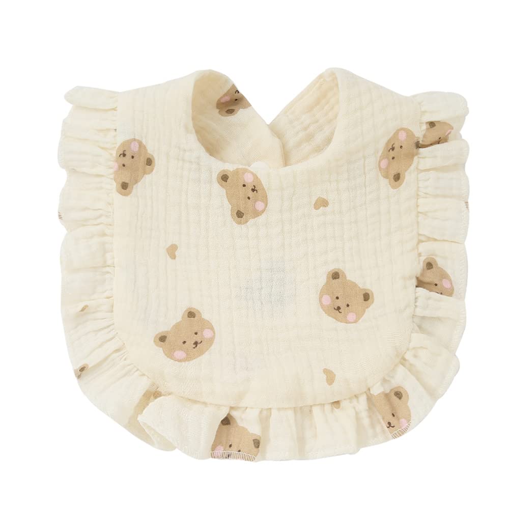 Juego de 4 baberos de muselina sólida para bebé, unisex, para niños y niñas, de algodón, ajustables, para dentición, alimentación