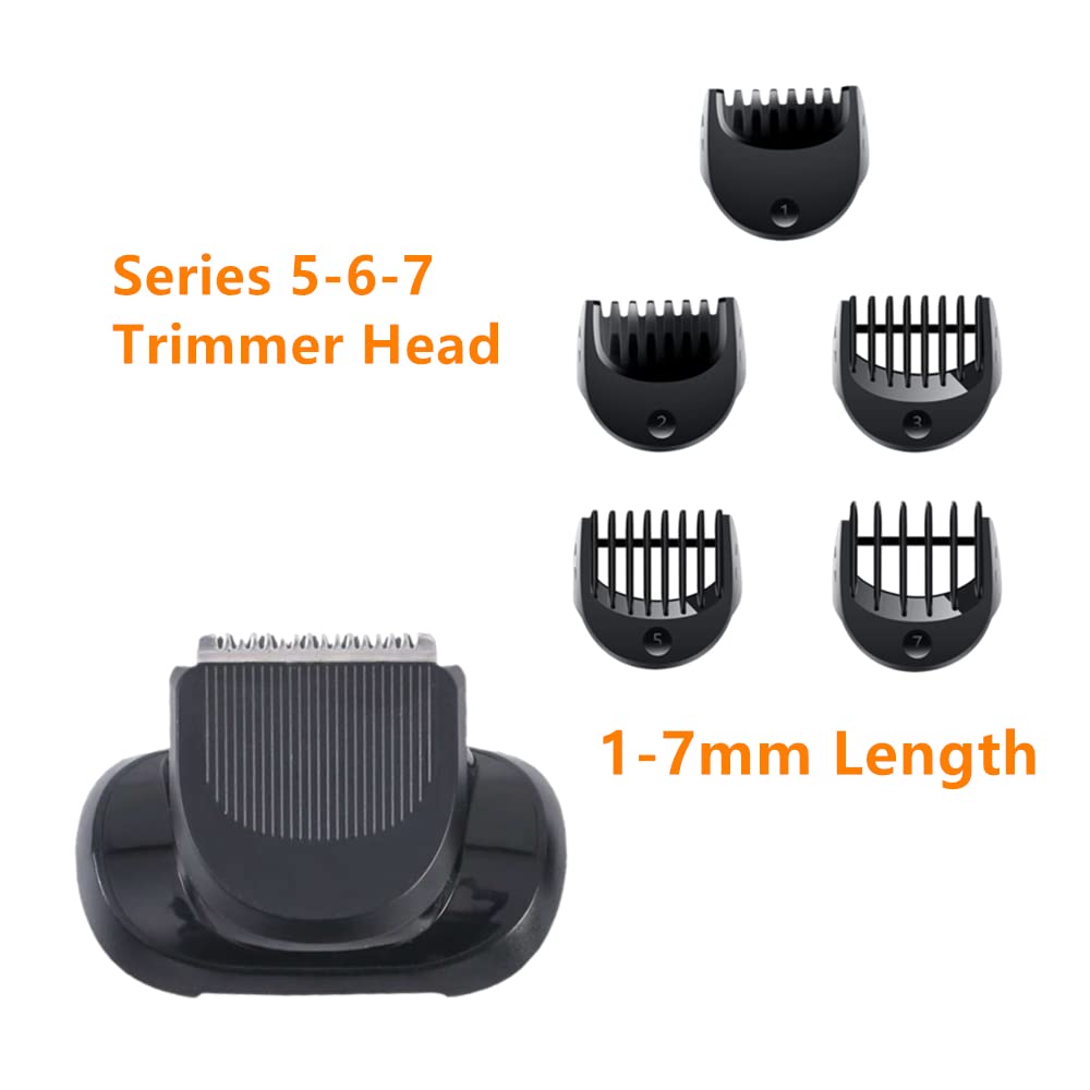 Cabezal de cortadora de barba compatible con 5 piezas de accesorios de corte de peine para Braun Series 5, 6 y 7, 5018s, 5020s, 6075cc, 7071cc, 7075cc, 7085cc, 7020s, 5050cs, 6020s, 6072cc, 7027cs