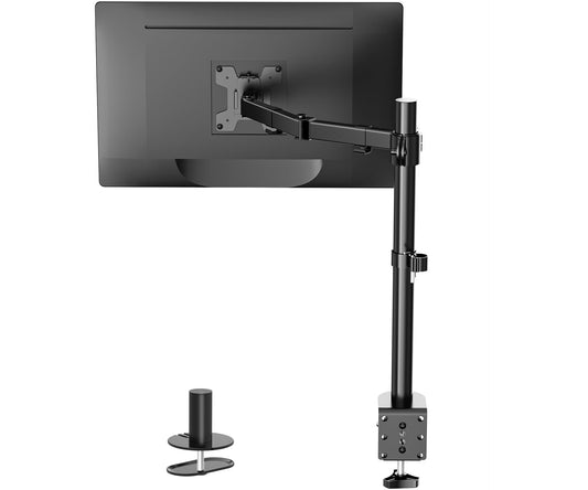Soporte Monitor Individual WALI Negro Ajustable para Escritorio y VESA 75 & 100mm